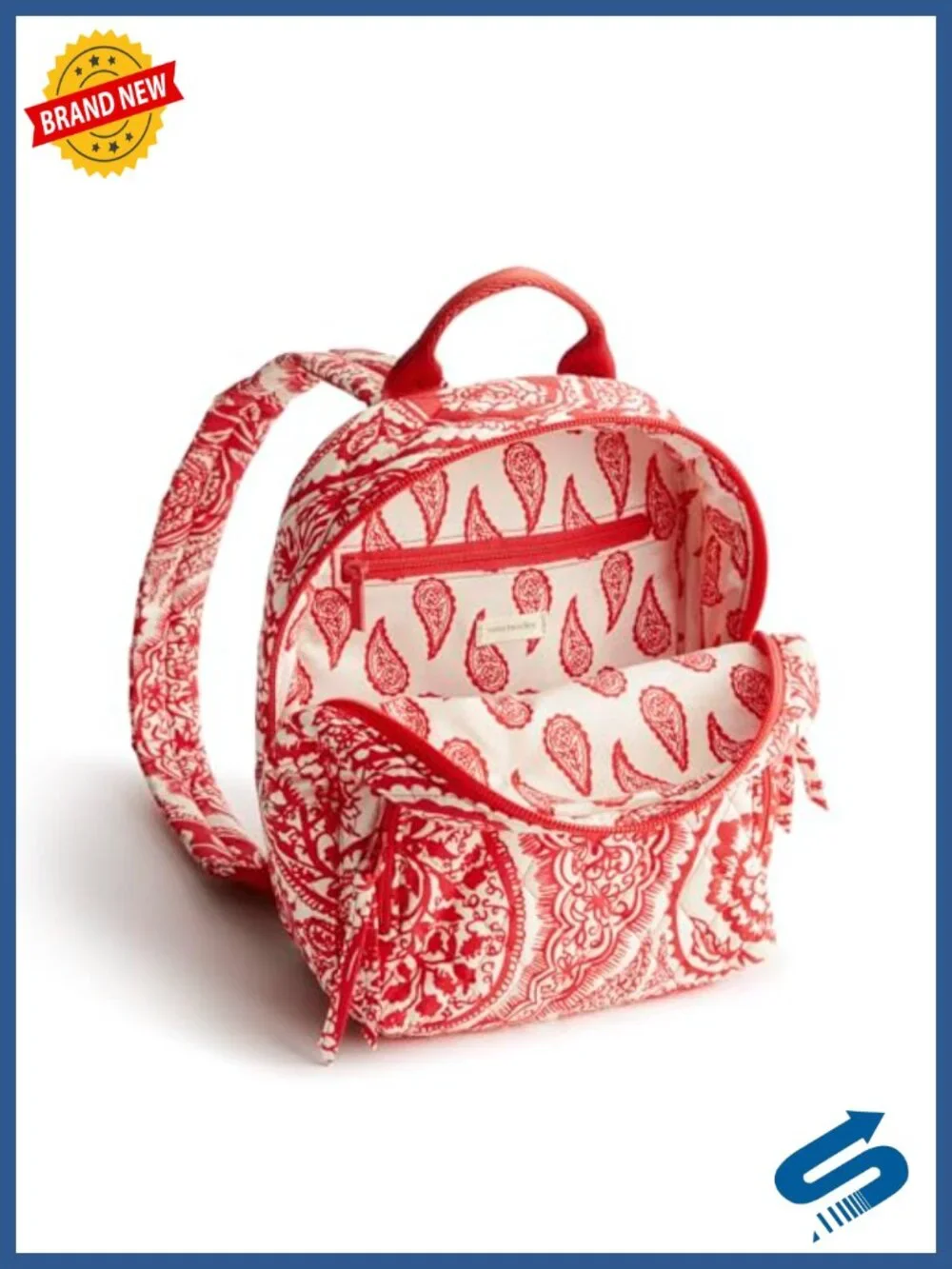 Premium Cotton Mini Backpack - Paisley Pattern, Adjustable Straps, 4L
